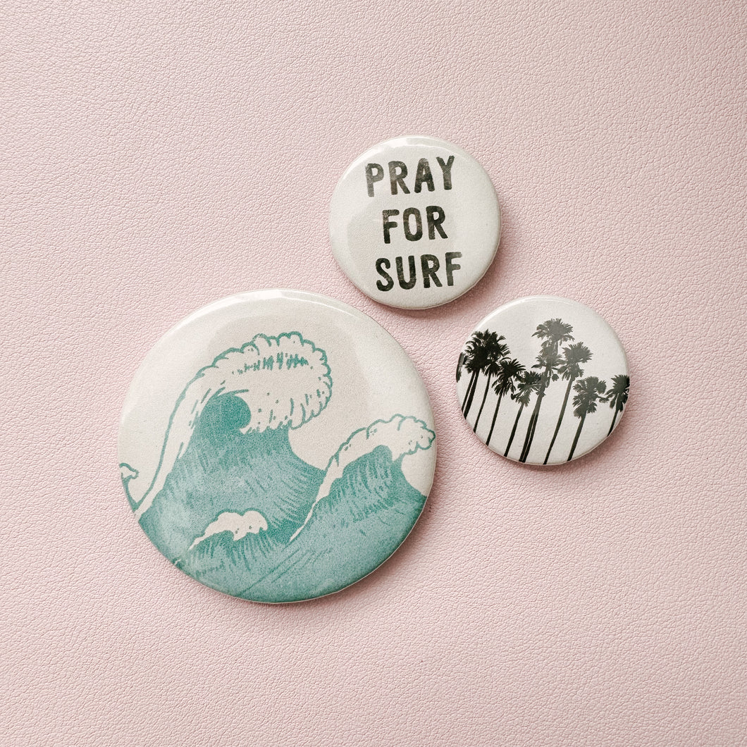 Pray for Surf Button Set