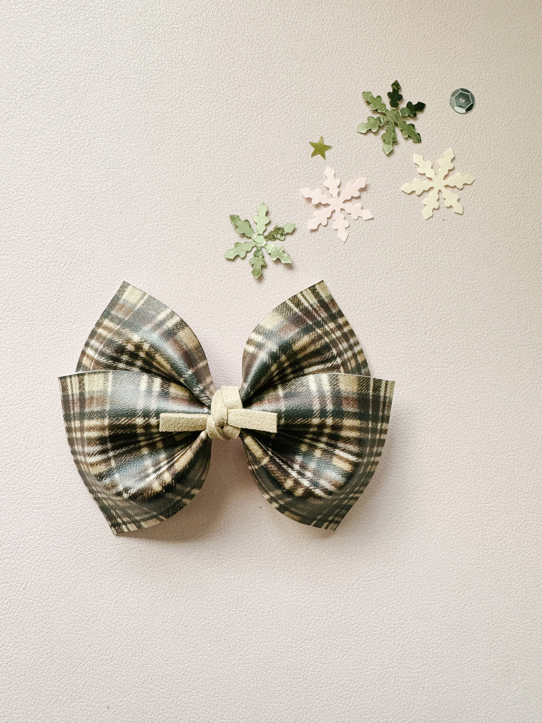 Neutral Tartan Bow
