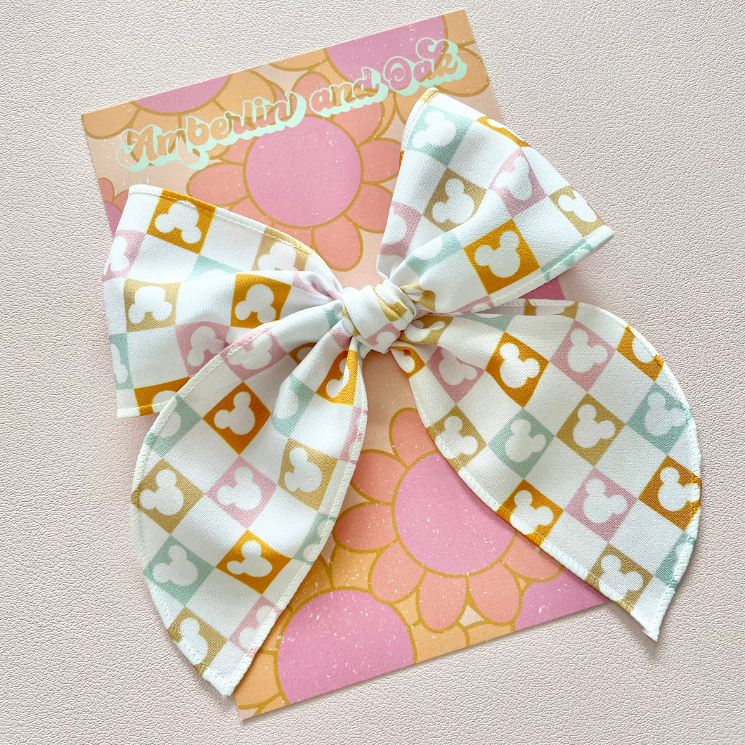 Colorful Checker Mouse Bow